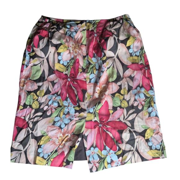 Talbots Woman 12W Floral Print Silk Blend Stretch A-Line Skirt - Plus Size - Picture 6 of 6